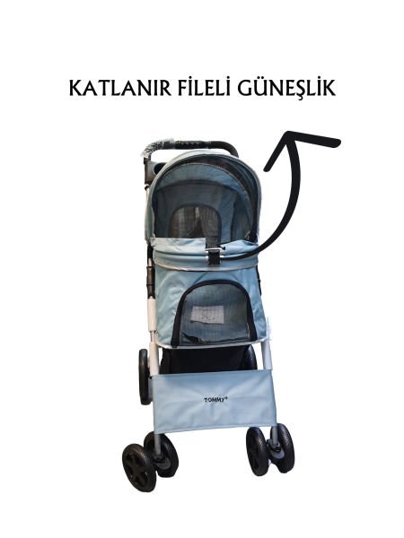 Tommy Evcil Hayvan Arabası 78x46x99,54cm Turkuaz Max 15 Kg
