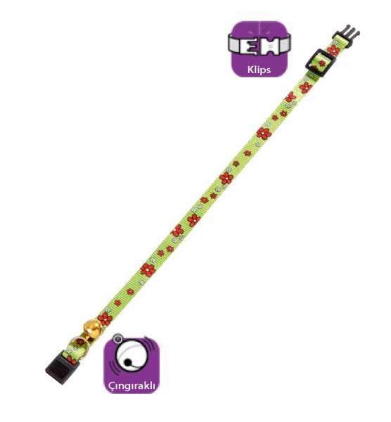Karlıe Kedi Tasması Çıng. 30cm Yeşil