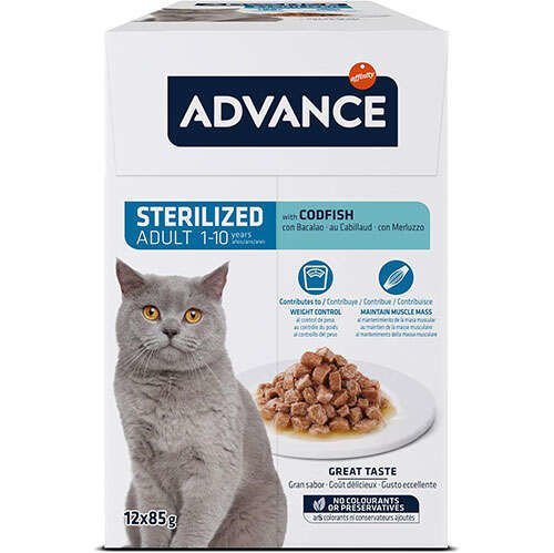 Advance Sterilised Codfish Morina Balıklı Kısırlaştırılmış Kedi Yaş Maması 85 Gr