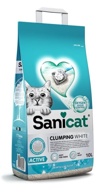 Sanicat Clumping White Active Marsilya Sabunlu Kedi Kumu 10l