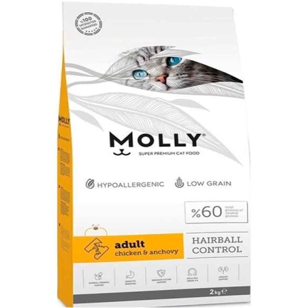 Molly Kedi Maması Tavuklu Hairball 2 Kg + Ödül Maması Hediyeli