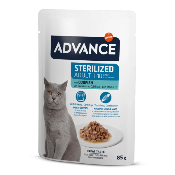 Advance Cat Sterılızed Codfısh Wet Pouch 85gr