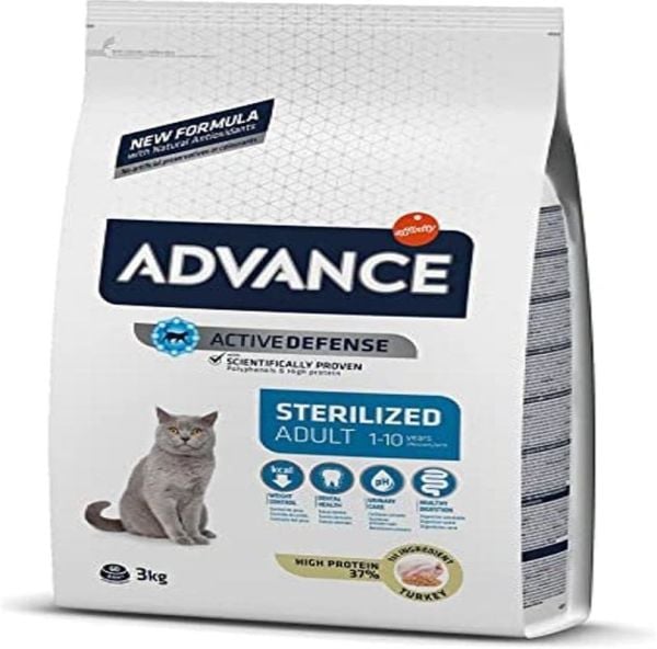 Advance Sterilised Hindili Kısırlaştırılmış Yetişkin Kedi Maması 3 Kg