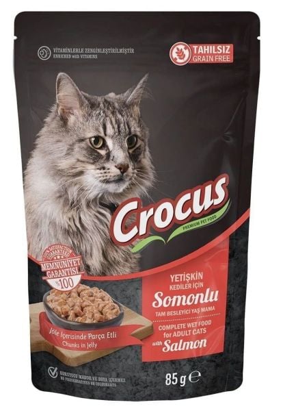 Crocus Tahılsız Pouch Jöleli Somonlu Yavru Konserve Kedi Maması 85 Gr