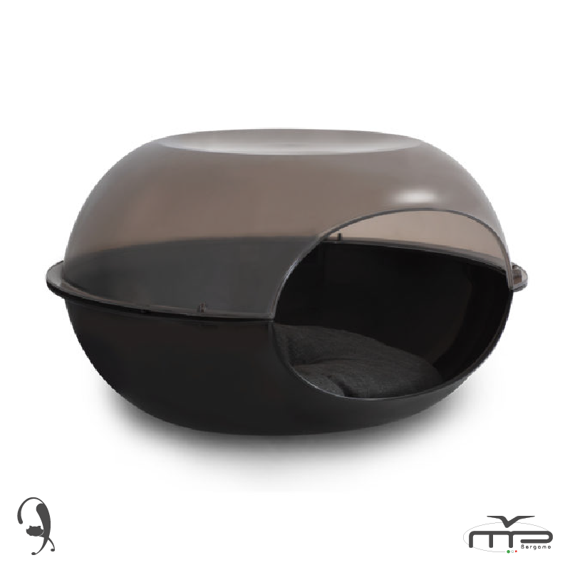 Mp Luna Şeffaf Gri-siyah Kedi Evi 57*38*31cm