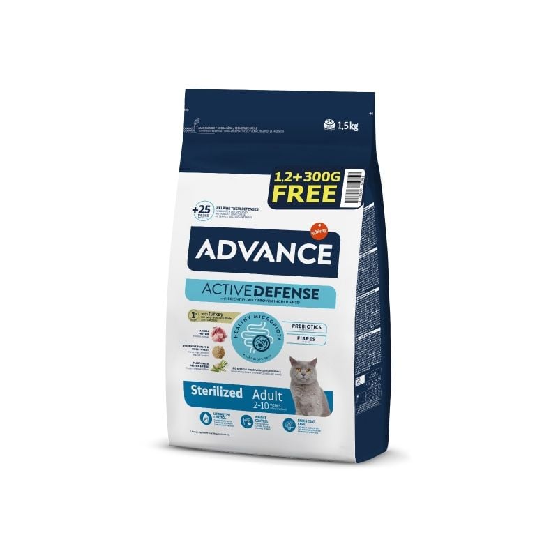 Advance Sterilized Hindi Etli Kısır Kedi Maması 1.2kg + 300gr Bonus