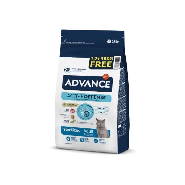 Advance Sterilized Hindi Etli Kısır Kedi Maması 1.2kg + 300gr Bonus