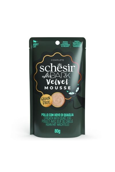 Schesir After Dark Velvet Mousse Tavuk ve Bıldırcın Yumurtalı Yetişkin Kedi Konservesi 80 Gr