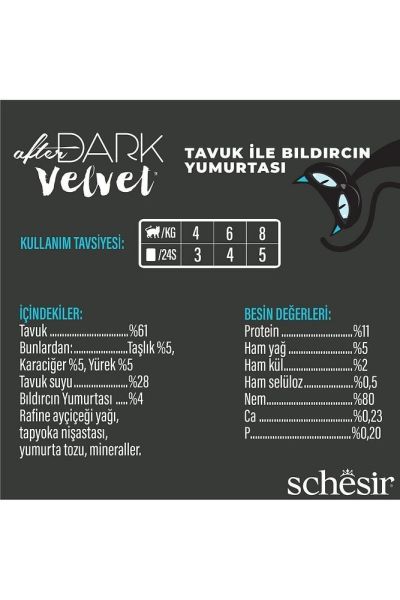 Schesir After Dark Velvet Mousse Tavuk ve Bıldırcın Yumurtalı Yetişkin Kedi Konservesi 80 Gr