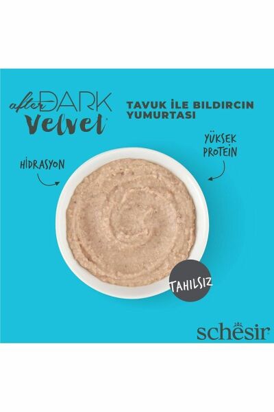 Schesir After Dark Velvet Mousse Tavuk ve Bıldırcın Yumurtalı Yetişkin Kedi Konservesi 80 Gr