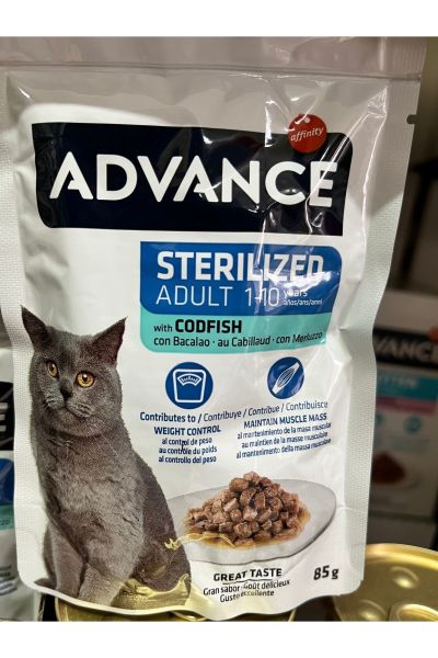 Advance Cat Sterılızed Codfısh Wet Pouch 85gr